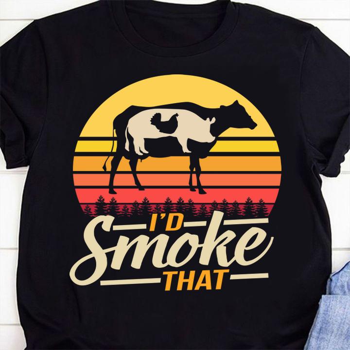 id smoke that Grilling Barbecue BBQ Vintage t-shirt shirt