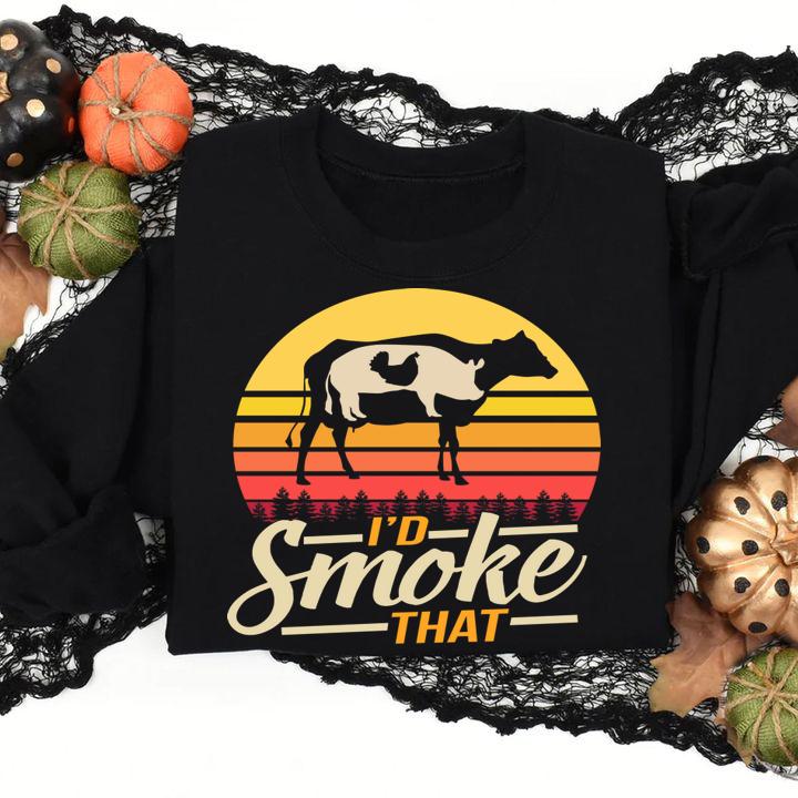id smoke that Grilling Barbecue BBQ Vintage t-shirt sweatshirt