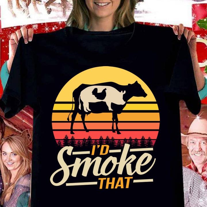 id smoke that Grilling Barbecue BBQ Vintage t-shirt woman shirt