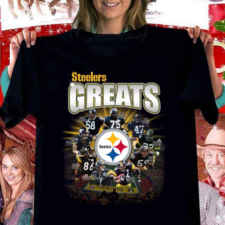 Steelers all-time greats signatures t-shirt woman shirt