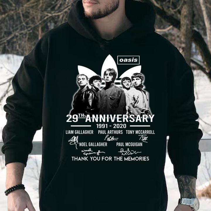 Oasis 29th anniversary 1991 2020 thank for the memories signatures t-shirt hoodie