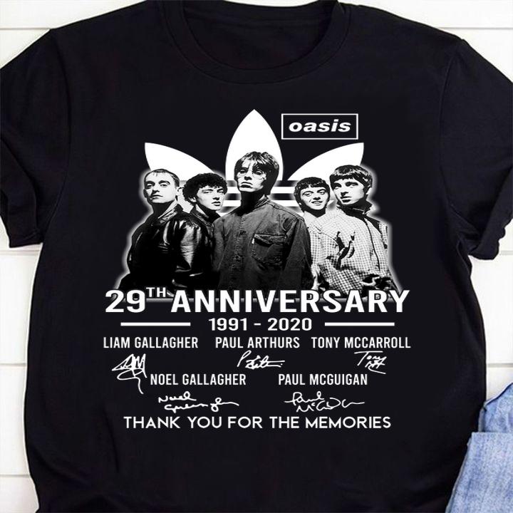 Oasis 29th anniversary 1991 2020 thank for the memories signatures t-shirt shirt