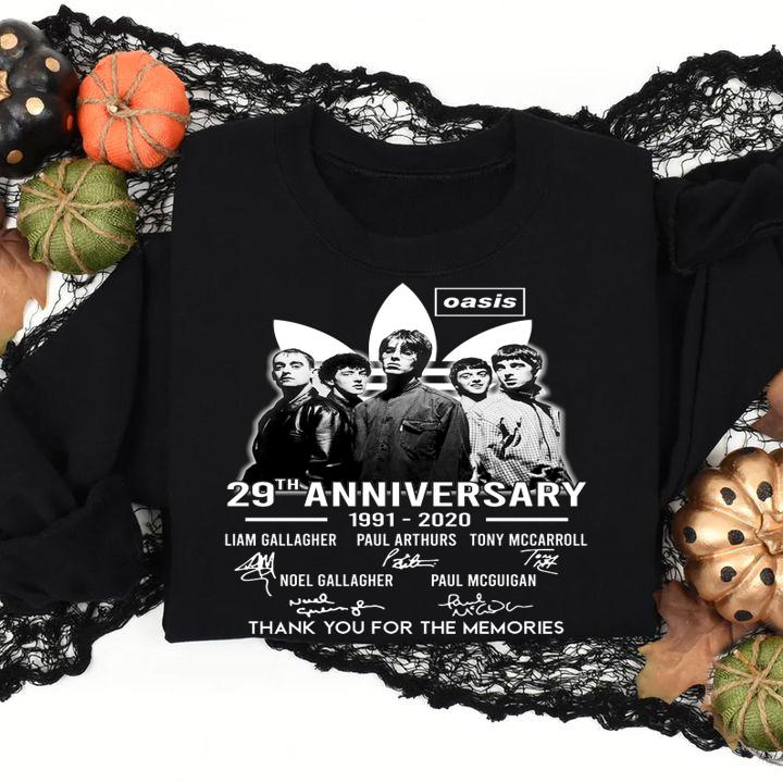 Oasis 29th anniversary 1991 2020 thank for the memories signatures t-shirt sweatshirt