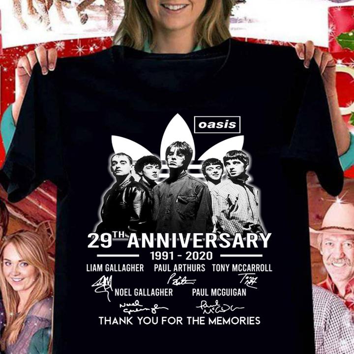 Oasis 29th anniversary 1991 2020 thank for the memories signatures t-shirt woman shirt