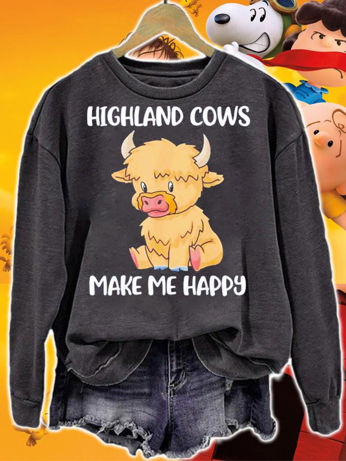 Highland cows make me happy shirt t-shirt sweatshirt