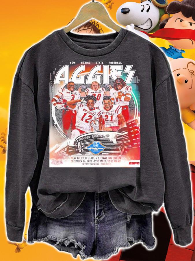 New Mexico State Football The Aggies Are Headed To Detroit Rock City December 26 2022 Shirt t-shirt sweatshirt