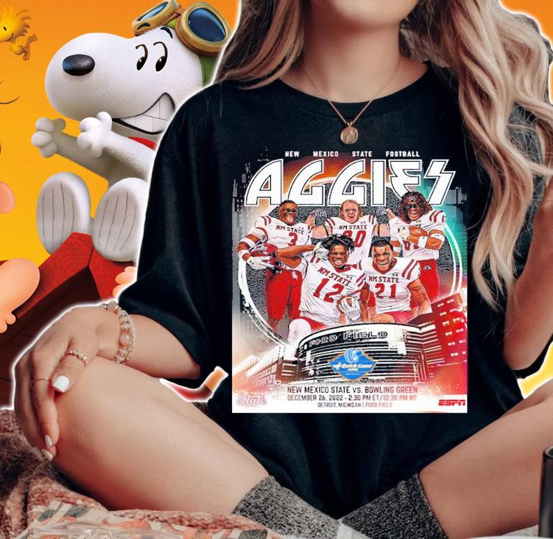New Mexico State Football The Aggies Are Headed To Detroit Rock City December 26 2022 Shirt t-shirt woman shirt