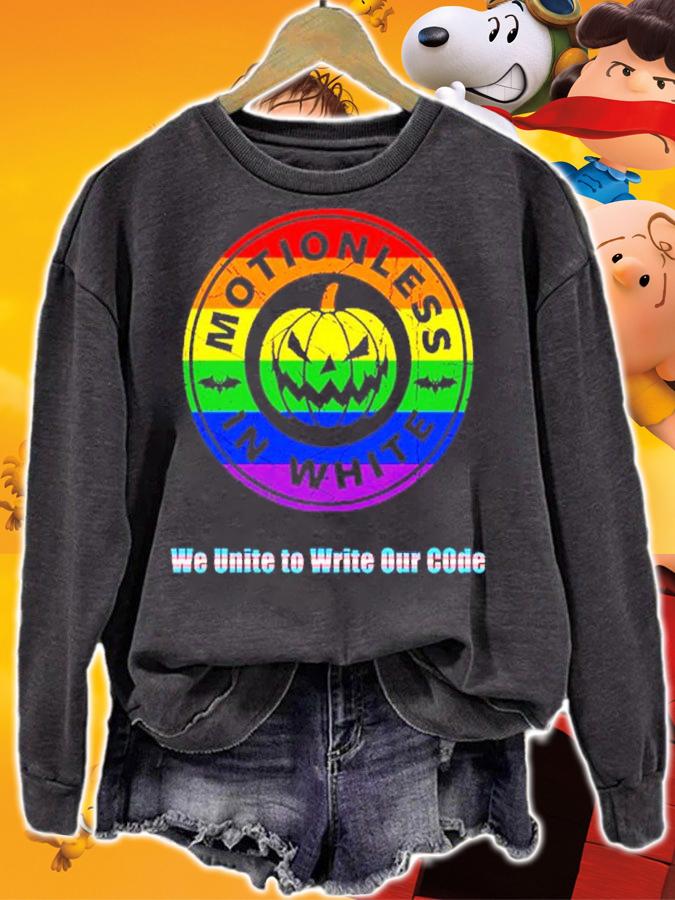 Miw Colortest In White We Unite To Write Our Code Pride Pumpkin Shirt t-shirt