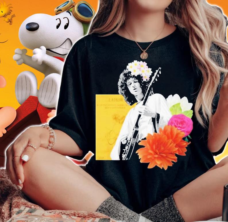Brian May Queen Band With Flowers T-Shirt t-shirt