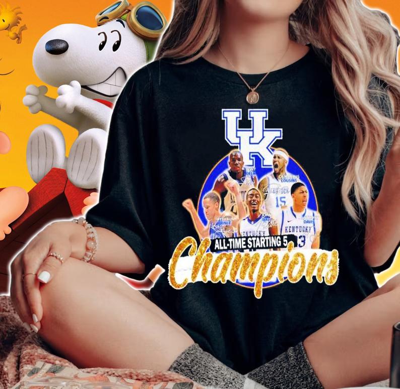 Kentucky Wildcats all time starting 5 Champions signatures shirt t-shirt woman shirt