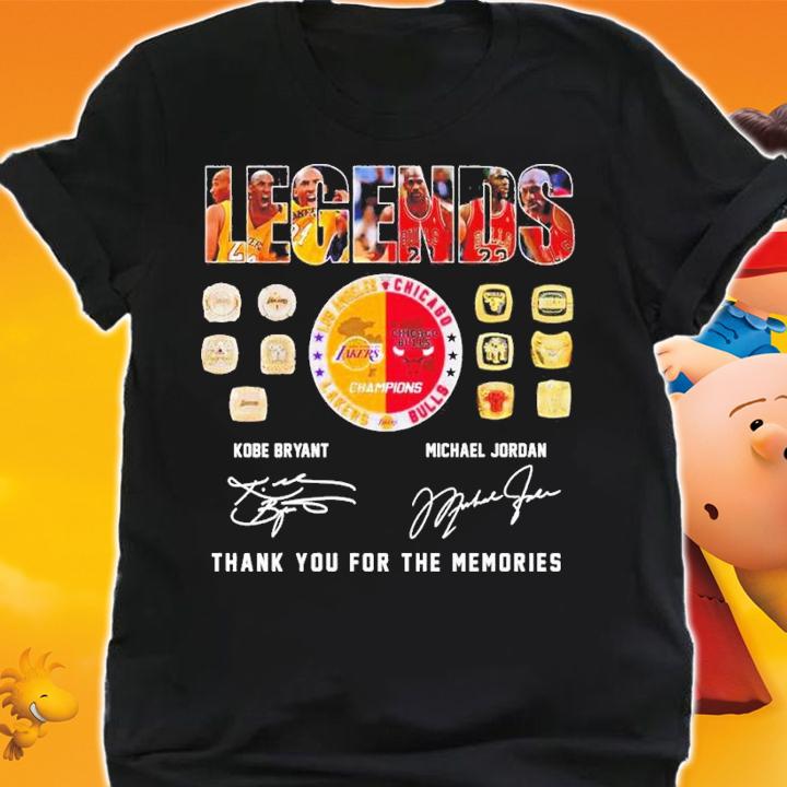Legends Kobe Bryant Michael Jordan thank you for the memories shirt t-shirt shirt