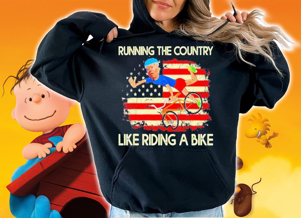 Joe Biden Running The Country Like Riding A Bike US Flag Shirt t-shirt hoodie