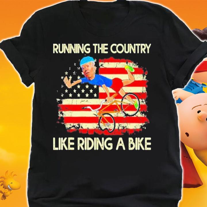 Joe Biden Running The Country Like Riding A Bike US Flag Shirt t-shirt shirt