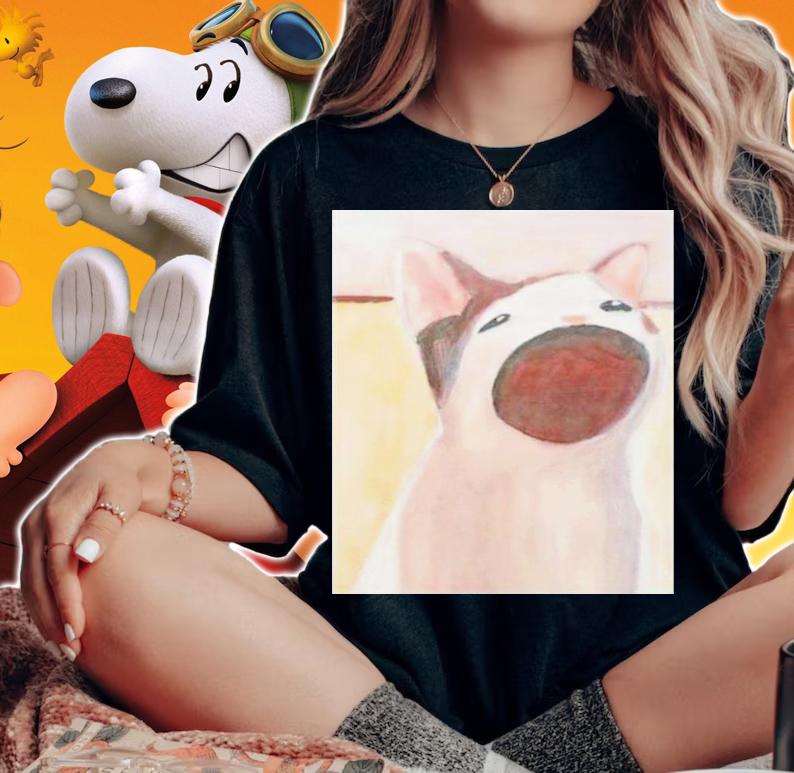 Memes I Wish Pyrrhica Pop Cat Print Set T-Shirt t-shirt woman shirt