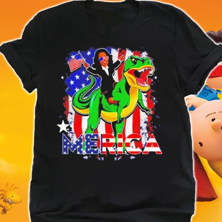 Merica Kamala Harris Riding Dinosaur 4th Of July Shirt t-shirt shirt