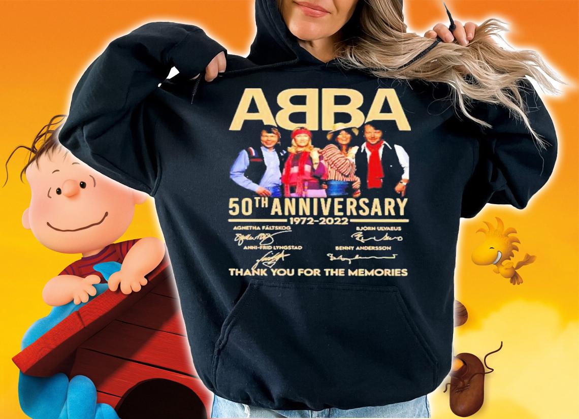 Official ABBA 50th anniversary 1972 2022 signatures thank you shirt t-shirt