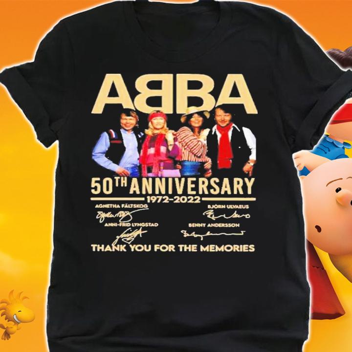 Official ABBA 50th anniversary 1972 2022 signatures thank you shirt t-shirt