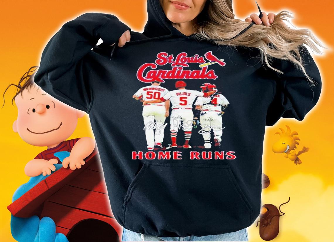 St Louis Cardinals Home Runs Adam Wainwright Albert Pujols And Yadier Molina Signatures Shirt t-shirt hoodie