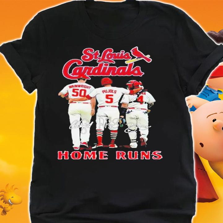 St Louis Cardinals Home Runs Adam Wainwright Albert Pujols And Yadier Molina Signatures Shirt t-shirt shirt