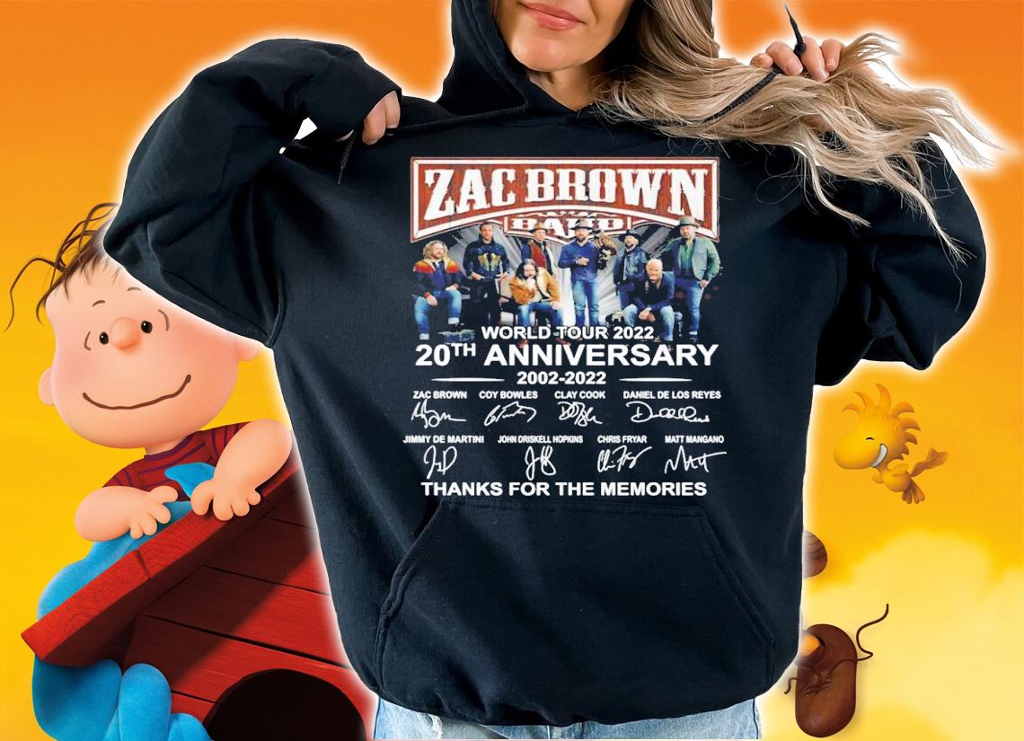 Zac Brown World Tour 2022 20th anniversary 2002 2022 thanks for the memories shirt t-shirt hoodie