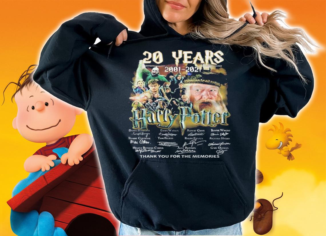 20 years 2001-2021 Harry Potter signatures thank you for the memories shirt t-shirt hoodie