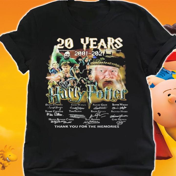 20 years 2001-2021 Harry Potter signatures thank you for the memories shirt t-shirt shirt