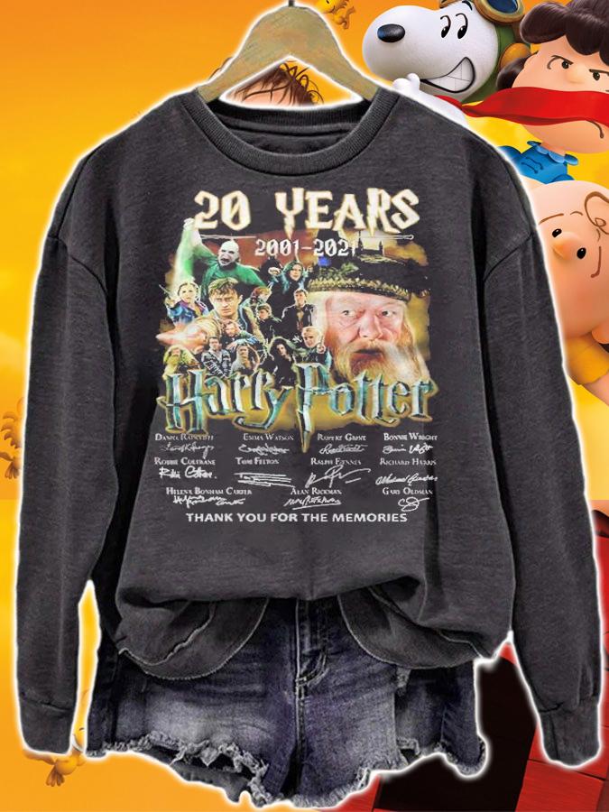 20 years 2001-2021 Harry Potter signatures thank you for the memories shirt t-shirt sweatshirt