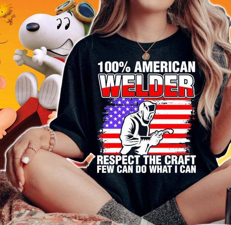 100 Percent American Welder USA Flag T-Shirt t-shirt