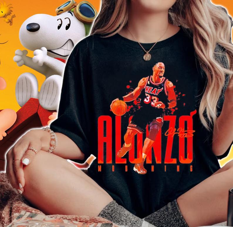 Alonzo Mourning basketball signature shirt t-shirt woman shirt