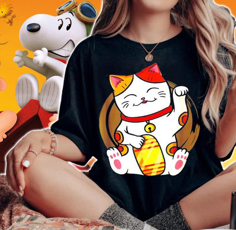 Anime Cat Cats Maneki Kawaii Neko Gift T-Shirt t-shirt woman shirt