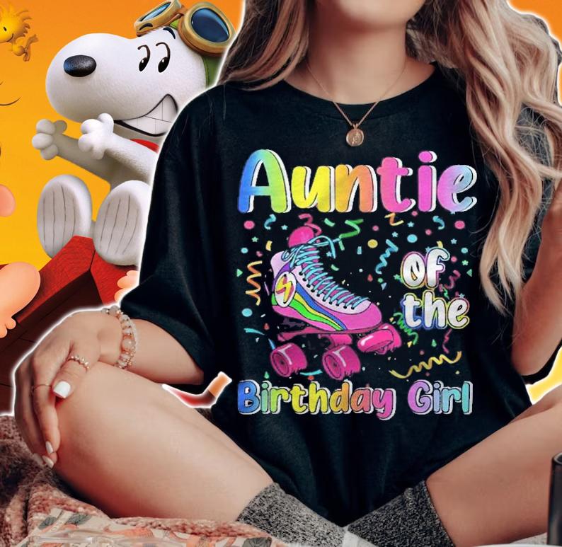Auntie Rolling Skate Birthday Matching Party Family Shirt t-shirt woman shirt