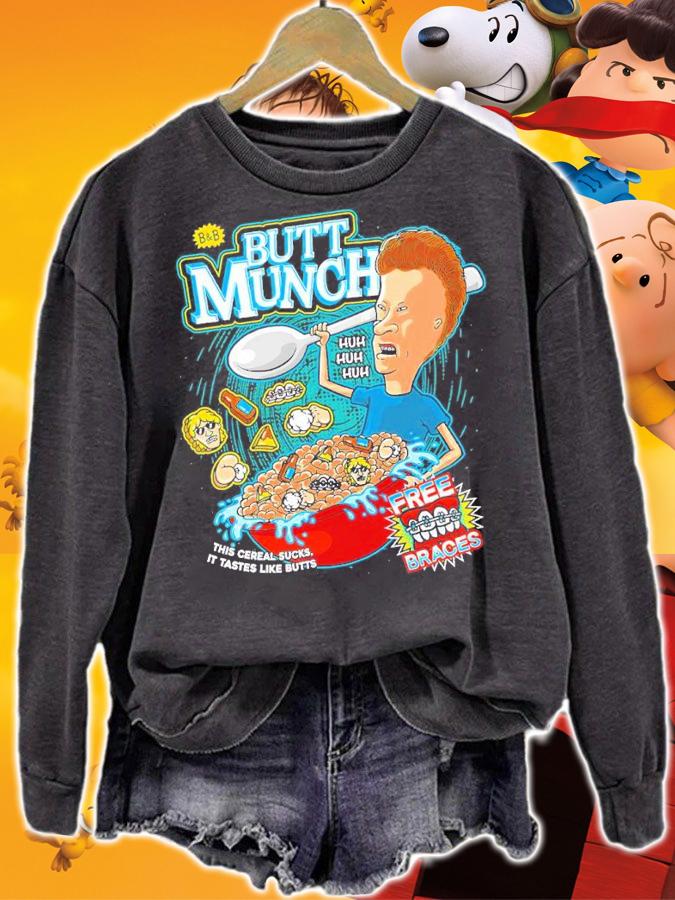 Beavis Butt-head Butt Munch This Cereal Sucks It Tastes Like Butts Shirt t-shirt sweatshirt