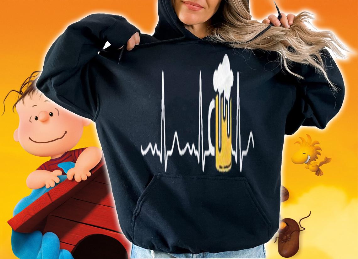 Beer Glass Beer Heartbeat Funny Shirt t-shirt