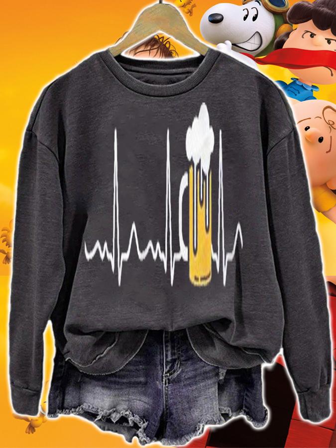 Beer Glass Beer Heartbeat Funny Shirt t-shirt