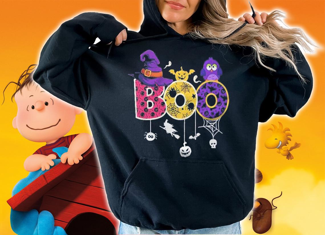 Boo With Spiders And Witch Hat Pumpkin Skull Funny Halloween Shirt t-shirt hoodie
