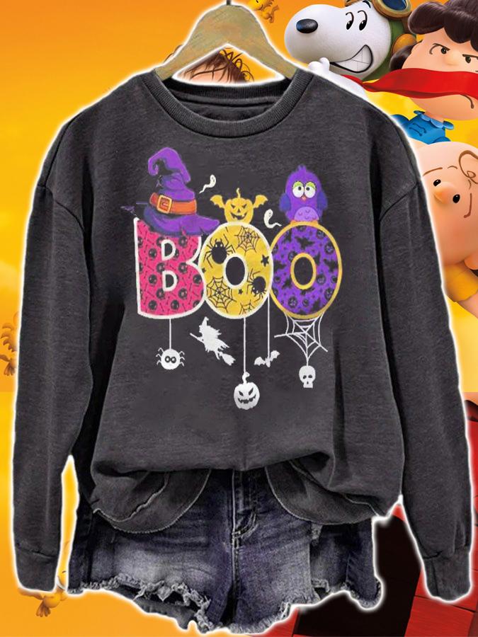 Boo With Spiders And Witch Hat Pumpkin Skull Funny Halloween Shirt t-shirt sweatshirt