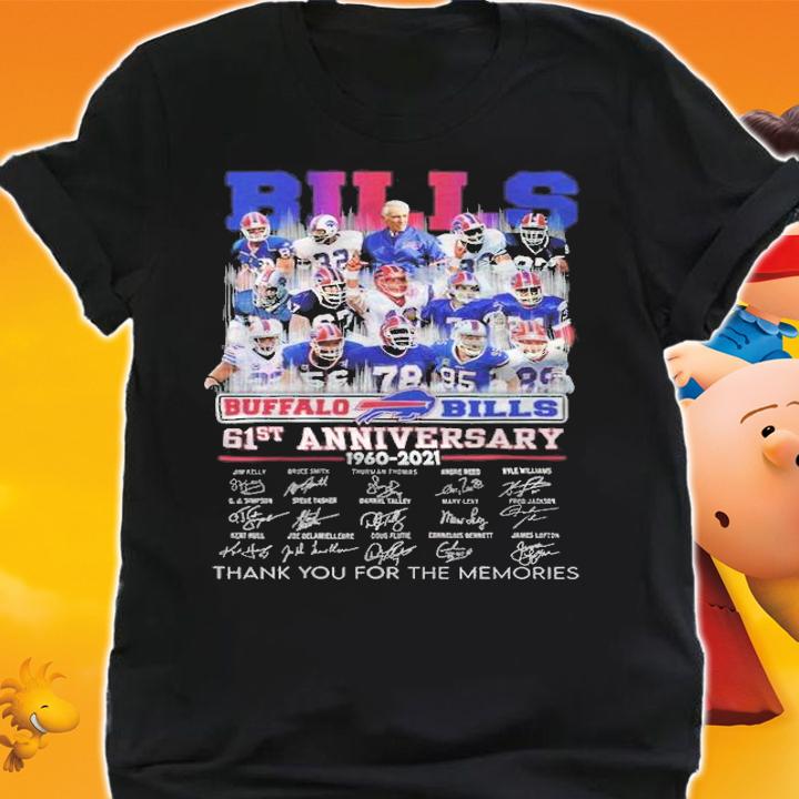 Buffalo Bills 61st Anniversary 1960-2021 Signatures Thank You For The Memories Shirt t-shirt