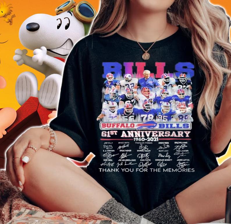 Buffalo Bills 61st Anniversary 1960-2021 Signatures Thank You For The Memories Shirt t-shirt