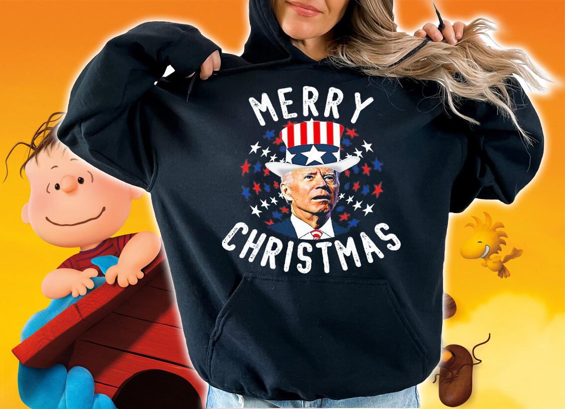 Funny Biden Merry Christmas Confused Fourth Of July US Flag T-Shirt t-shirt hoodie