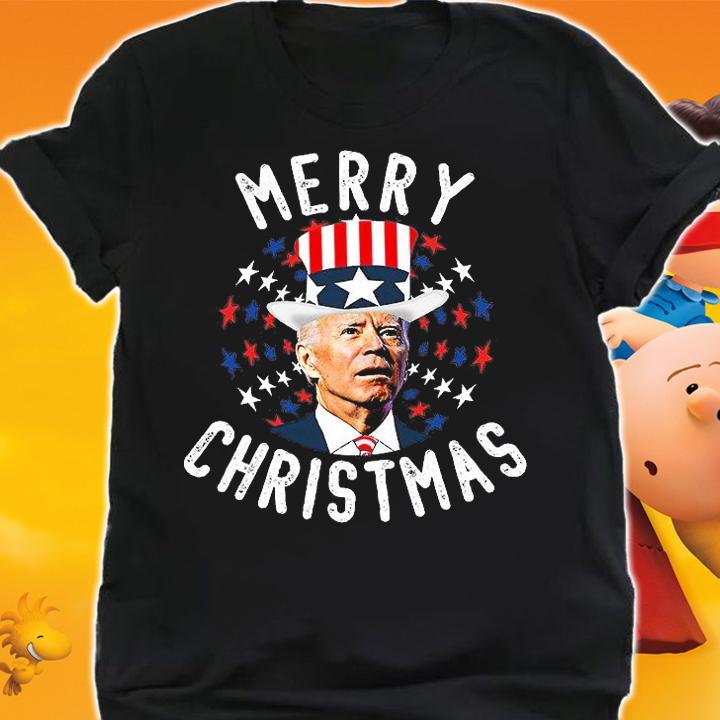 Funny Biden Merry Christmas Confused Fourth Of July US Flag T-Shirt t-shirt shirt