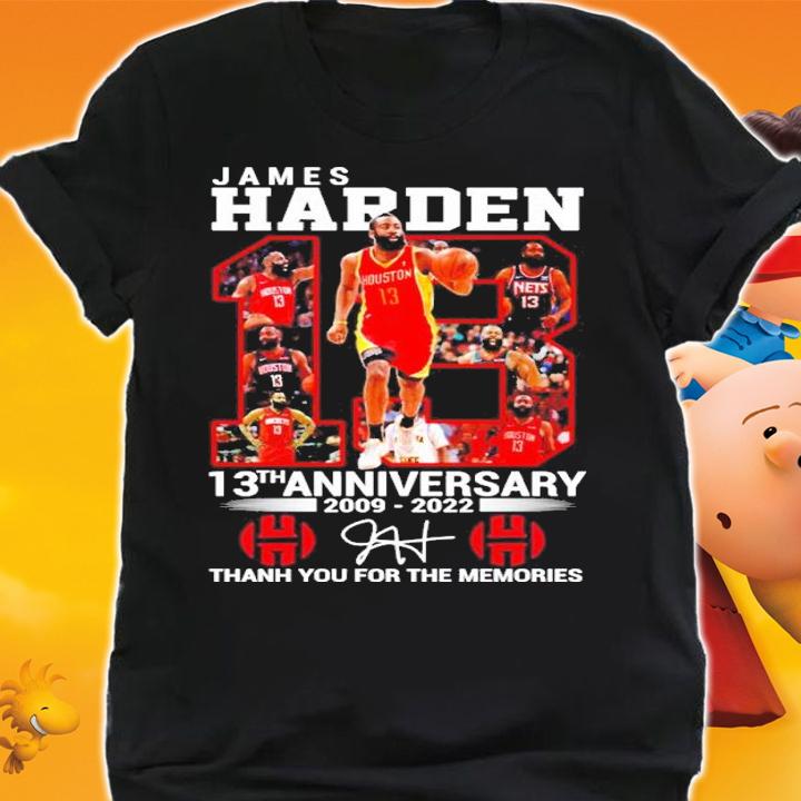 James Harden 13th Anniversary 2009-2022 Signatures Thank You For The Memories Shirt t-shirt shirt
