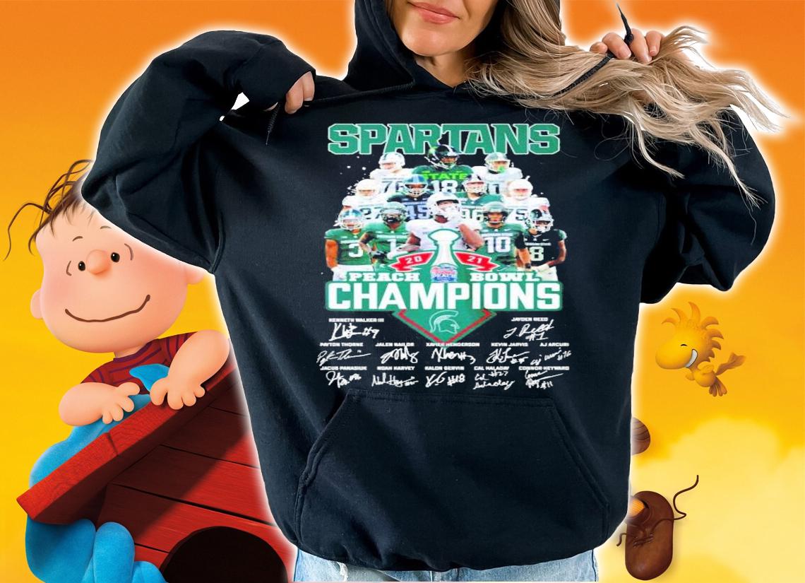 Michigan State Spartans 2021 Peach Bowl Champions Signatures Shirt t-shirt hoodie