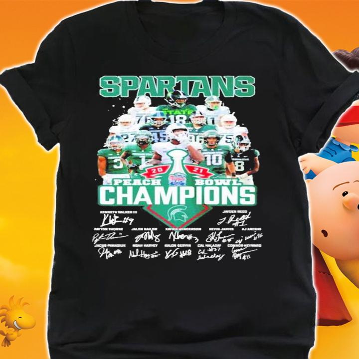 Michigan State Spartans 2021 Peach Bowl Champions Signatures Shirt t-shirt shirt