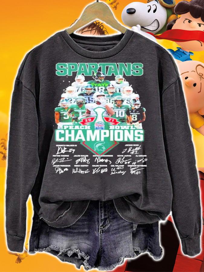 Michigan State Spartans 2021 Peach Bowl Champions Signatures Shirt t-shirt sweatshirt
