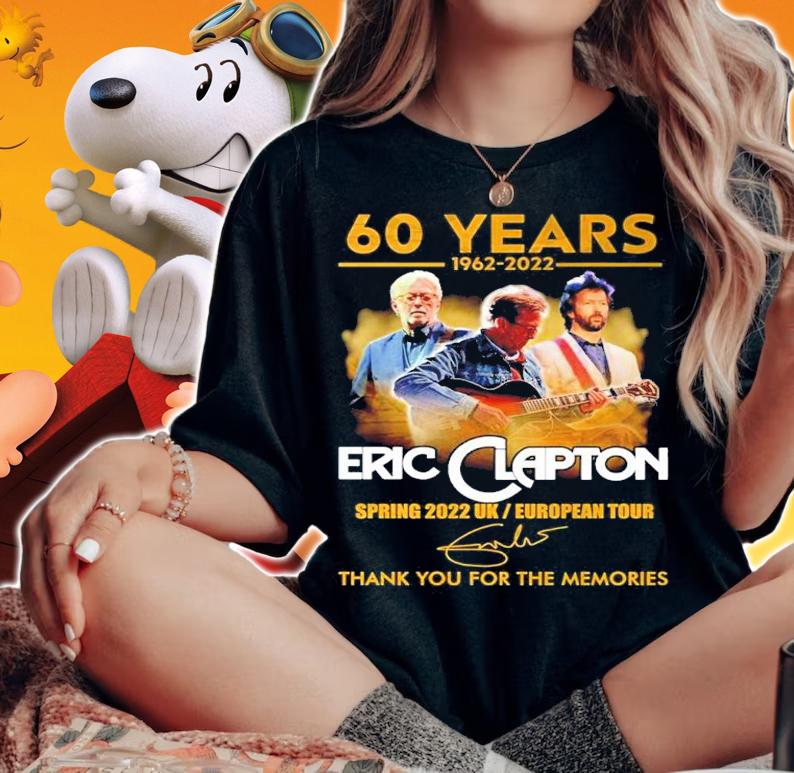 Official 60 Years 1962-2022 Eric Clapton Spring 2022 UK European Tour Signatures Thank You For The Memories Shirt t-shirt woman shirt