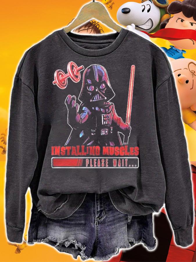 Installing Muscles Please Wait Darth Vader Barbell Shirt t-shirt sweatshirt