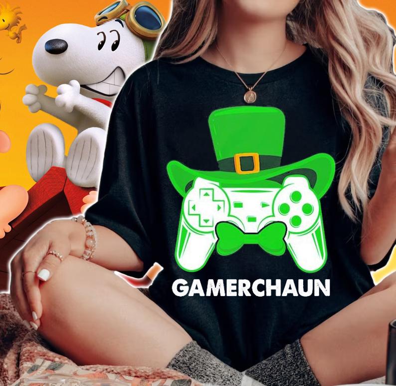 St Patrick's Day Leprechaun Gamer T-Shirt t-shirt woman shirt