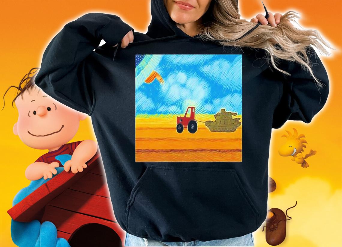 Ukrainian Tractor Pulling Russian Tank Peace Ukraine T-Shirt t-shirt hoodie