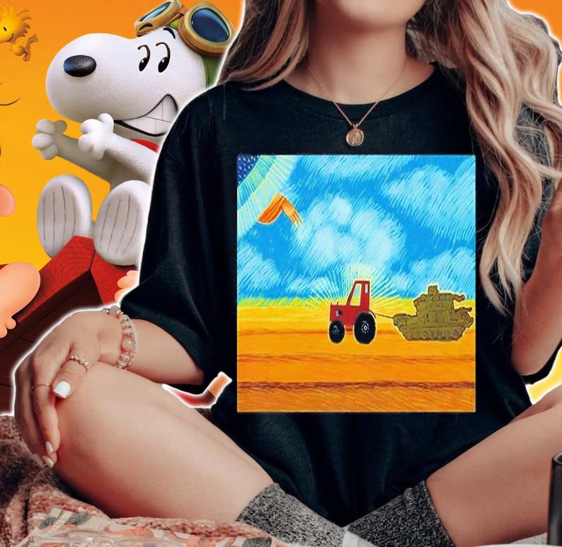 Ukrainian Tractor Pulling Russian Tank Peace Ukraine T-Shirt t-shirt woman shirt