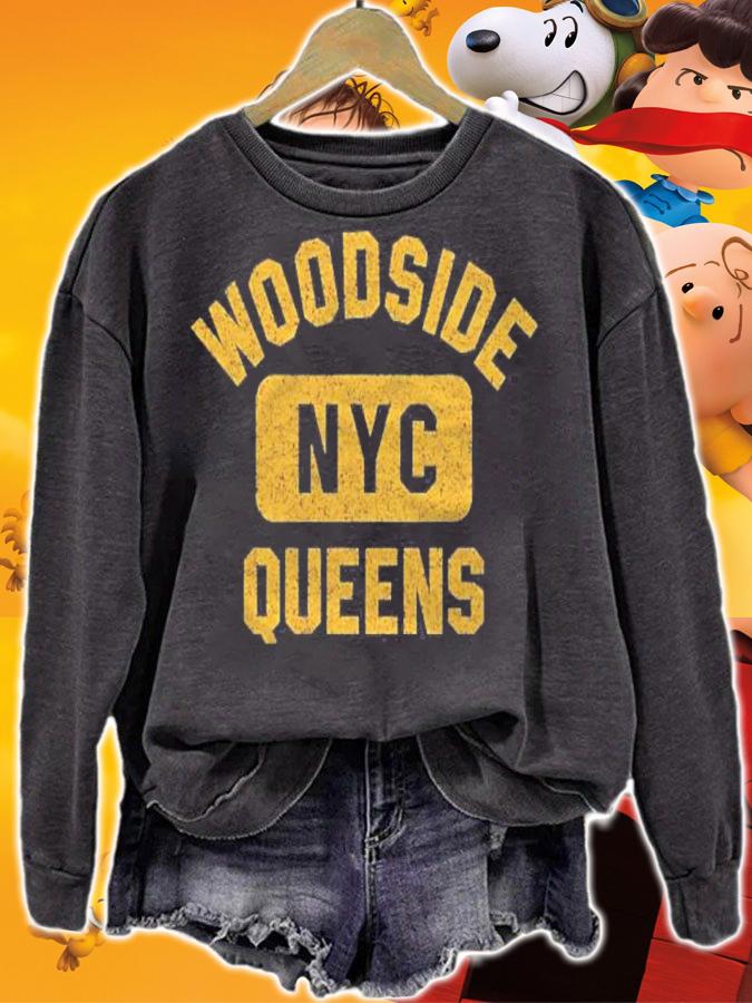 Woodside Queens Nyc Gym Style Distressed Amber Print Shirt t-shirt